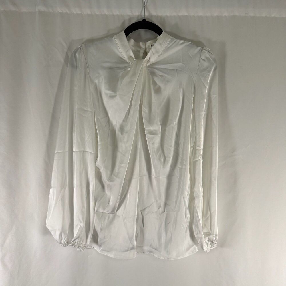 New Grace Karin Blouse Women's Medium White Long Sleeve Vneck Pullover